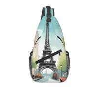 YYHWHJDE Cross Chest Bag Diagonally - Borsa a tracolla di qualità, resistente e spaziosa, per uomini e donne, motivo romantico Parigi Torre Eiffel, nero, taglia unica, Nero , Taglia unica