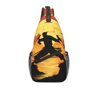 YYHWHJDE Cross Chest Bag Diagonally - Borsa a tracolla di qualità, resistente e spaziosa, per uomini e donne, stampa sagome di arti marziali, nero, taglia unica, Nero , Taglia unica