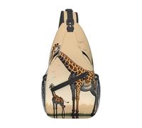 YYHWHJDE Cross Chest Bag Diagonally - Borsa a tracolla di qualità, resistente e spaziosa, per uomini e donne, motivo giraffa madre e bambino, nero, taglia unica, Nero , Taglia unica