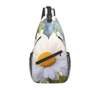 YYHWHJDE Cross Chest Bag Diagonally - Borsa a tracolla di qualità, resistente e spaziosa, per uomini e donne, motivo margherita bianca, nera, taglia unica, Nero , Taglia unica