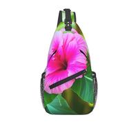 YYHWHJDE Cross Chest Bag Diagonally - Borsa a tracolla di qualità, resistente e spaziosa, per uomini e donne, immagine di fiori di ibisco tropicale, nero, taglia unica, Nero , Taglia unica