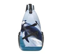 YYHWHJDE Cross Chest Bag Diagonally - Borsa a tracolla di qualità, resistente e spaziosa, per uomini e donne, motivo balene in mare, nero, taglia unica, Nero , Taglia unica