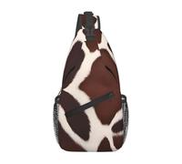 YYHWHJDE Cross Chest Bag Diagonally - Borsa a tracolla di qualità, resistente e spaziosa, per uomini e donne, stampa in pelle bovina marrone rossa, nera, taglia unica, Nero , Taglia unica