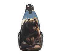 YYHWHJDE Cross Chest Bag Diagonally - Borsa a tracolla di qualità, resistente e spaziosa, per uomini e donne, motivo orsetti grizzly, nero, taglia unica, Nero , Taglia unica