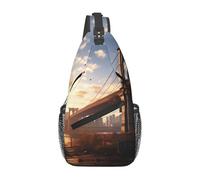 YYHWHJDE Cross Chest Bag Diagonally - Borsa a tracolla di qualità, resistente e spaziosa, per uomini e donne, motivo ponte di Brooklyn, nero, taglia unica, Nero , Taglia unica