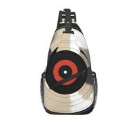 YYHWHJDE Cross Chest Bag Diagonally - Borsa a tracolla di qualità, resistente e spaziosa, per uomini e donne, stampa vintage di dischi in vinile, nera, taglia unica, Nero , Taglia unica