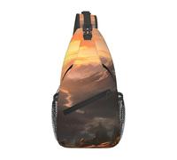 YYHWHJDE Cross Chest Bag Diagonally - Borsa a tracolla di qualità, resistente e spaziosa, per uomini e donne, motivo montagna alba, nero, taglia unica, Nero , Taglia unica