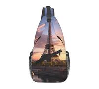 YYHWHJDE Cross Chest Bag Diagonally - Borsa a tracolla di qualità, resistente e spaziosa, per uomini e donne, stampa della Torre Eiffel di Parigi, Francia, nera, taglia unica, Nero , Taglia unica