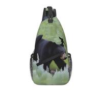 YYHWHJDE Cross Chest Bag Diagonally - Borsa a tracolla di qualità, resistente e spaziosa per uomini e donne che camminano con immagine di orso nero, taglia unica, Nero , Taglia unica