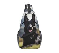 YYHWHJDE Cross Chest Bag Diagonally - Borsa a tracolla di qualità, resistente e spaziosa, per uomini e donne, stampa con cane pastore tedesco nero, taglia unica, Nero , Taglia unica