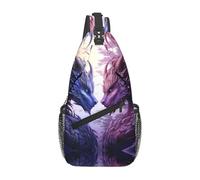 YYHWHJDE Cross Chest Bag Diagonally - Borsa a tracolla di qualità, resistente e spaziosa, per uomini e donne, stampa viola e draghi scritti, nero, taglia unica, Nero , Taglia unica