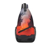 YYHWHJDE Cross Chest Bag Diagonally - Borsa a tracolla di qualità, resistente e spaziosa, per uomini e donne, stampa vulcanica Kilauea, nera, taglia unica, Nero , Taglia unica