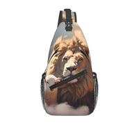 YYHWHJDE Cross Chest Bag Diagonally - Borsa a tracolla di qualità, resistente e spaziosa, per uomini e donne, agnello con stampa di un leone sulle nuvole, nera, taglia unica, Nero , Taglia unica