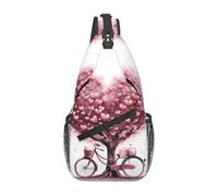 YYHWHJDE Cross Chest Bag Diagonally - Borsa a tracolla di qualità, resistente e spaziosa, per uomini e donne, festa della mamma, San Valentino, immagine romantica con albero e bicicletta, nero, taglia