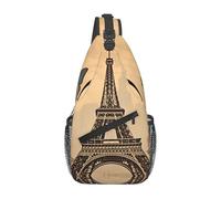 YYHWHJDE Cross Chest Bag Diagonally - Borsa a tracolla di qualità, resistente e spaziosa, per uomini e donne, stampa vintage Parigi Torre Eiffel con farfalle, nero, taglia unica, Nero , Taglia unica