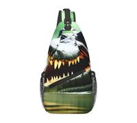 YYHWHJDE Cross Chest Bag Diagonally - Borsa a tracolla di qualità, resistente e spaziosa, per uomini e donne, stampa coccodrillo, nero, taglia unica, Nero , Taglia unica