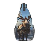 YYHWHJDE Cross Chest Bag Diagonally - Borsa a tracolla di qualità, resistente e spaziosa, per uomini e donne, divertente stampa natalizia con alci, nera, taglia unica, Nero , Taglia unica