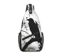 YYHWHJDE Cross Chest Bag Diagonally - Borsa a tracolla di qualità, resistente e spaziosa, per uomini e donne, stampa corvo su ramo, nera, taglia unica, Nero , Taglia unica