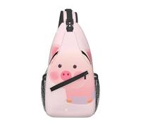 YYHWHJDE Cross Chest Bag Diagonally - Borsa a tracolla di qualità, resistente e spaziosa, per uomini e donne, con immagine di maiale rosa, nera, taglia unica, Nero , Taglia unica