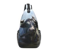 YYHWHJDE Cross Chest Bag Diagonally - Borsa a tracolla di qualità, resistente e spaziosa, per uomini e donne, motivo bufalo d'acqua, nero, taglia unica, Nero , Taglia unica