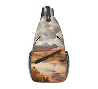 YYHWHJDE Cross Chest Bag Diagonally - Borsa a tracolla di qualità, resistente e spaziosa, per uomini e donne, stampa delle meraviglie del deserto dello Utah, nera, taglia unica, Nero , Taglia unica