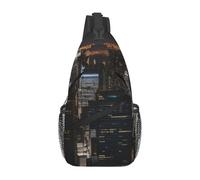 YYHWHJDE Cross Chest Bag Diagonally - Borsa a tracolla di qualità, resistente e spaziosa, per uomini e donne, motivo New York Night View, nero, taglia unica, Nero , Taglia unica