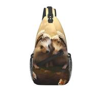 YYHWHJDE Cross Chest Bag Diagonally - Borsa a tracolla di qualità, resistente e spaziosa, per uomini e donne, motivo con adorabile riccio, nera, taglia unica, Nero , Taglia unica