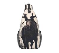 YYHWHJDE Cross Chest Bag Diagonally - Borsa a tracolla di qualità, resistente e spaziosa, per uomini e donne, stampa con alci, orso, cervo, nero, taglia unica, Nero , Taglia unica