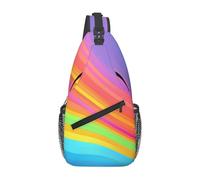 YYHWHJDE Cross Chest Bag Diagonally - Borsa a tracolla di qualità, resistente e spaziosa, per uomini e donne, stampa a righe arcobaleno, nera, taglia unica, Nero , Taglia unica
