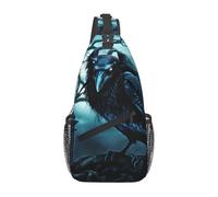 YYHWHJDE Cross Chest Bag Diagonally - Borsa a tracolla di qualità, resistente e spaziosa, per uomini e donne, stampa corvo blu e nero, taglia unica, Nero , Taglia unica