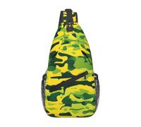 YYHWHJDE Cross Chest Bag Diagonally - Borsa a tracolla di qualità, resistente e spaziosa, per uomini e donne, stampa mimetica gialla e verde, nera, taglia unica, Nero , Taglia unica