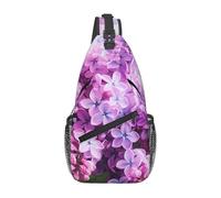 YYHWHJDE Cross Chest Bag Diagonally - Borsa a tracolla di qualità, resistente e spaziosa, per uomini e donne, incorniciando fiori lilla con stampe floreali, nero, taglia unica, Nero , Taglia unica