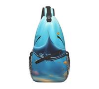 YYHWHJDE Cross Chest Bag Diagonally - Borsa a tracolla di qualità, resistente e spaziosa, per uomini e donne, motivo Manta Ray e pesce, nero, taglia unica, Nero , Taglia unica
