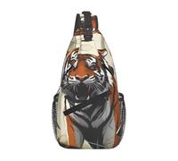 YYHWHJDE Cross Chest Bag Diagonally - Borsa a tracolla di qualità, resistente e spaziosa, per uomini e donne, con immagine di tigre, nera, taglia unica, Nero , Taglia unica