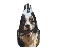 YYHWHJDE Cross Chest Bag Diagonally - Borsa a tracolla di qualità, resistente e spaziosa, per uomini e donne, motivo Border Collie, nero, taglia unica, Nero , Taglia unica