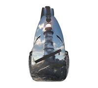 YYHWHJDE Cross Chest Bag Diagonally - Borsa a tracolla di qualità, resistente e spaziosa, per uomini e donne, stampa con faro di bellezza, nero, taglia unica, Nero , Taglia unica