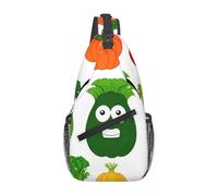 YYHWHJDE Cross Chest Bag Diagonally - Borsa a tracolla di qualità, resistente e spaziosa, per uomini e donne, immagine di verdure in stile cartone animato, nero, taglia unica, Nero , Taglia unica