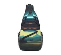 YYHWHJDE Cross Chest Bag Diagonally - Borsa a tracolla di qualità, resistente e spaziosa, per uomini e donne, motivo UFO di notte, nero, taglia unica, Nero , Taglia unica