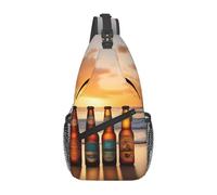 YYHWHJDE Cross Chest Bag Diagonally - Borsa a tracolla di qualità, resistente e spaziosa, per uomo e donna, per bottiglie di birra, spiaggia, tramonto, colore nero, taglia unica, Nero , Taglia unica