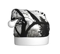 YYHWHJDE Crow On Branch Prints Cappello di Natale per adulti Adatto per Halloween, Natale e Capodanno