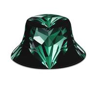 YYHWHJDE Crystal Green Diamond Heart Pattern Reflective Bucket Hat Uomo e Donna Casual Outdoor