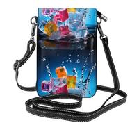 YYHWHJDE Cubi di ghiaccio colorati della borsa del telefono cellulare della borsa 7.6x4.9 pollici del cuoio del Crossbody nel modello dell'acqua per la passeggiata, il campeggio, lo shopping, i viaggi