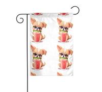 YYHWHJDE Cucciolo che beve succo di anguria stampe bandiera giardino decorazione cortile 30,5 x 45,7 cm spessore moda