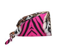 YYHWHJDE Cuffia chirurgica Bouffant con motivo zebrato, tigre, leopardo, rosa, per uomini e donne