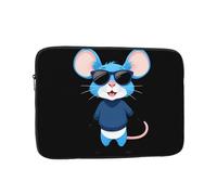 YYHWHJDE Custodia per laptop portatile antiurto con immagine di topo blu che indossa occhiali da sole da 17 pollici, per uomini e donne, viaggi d'affari, scuola e ufficio uso quotidiano
