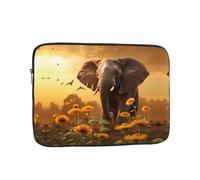 YYHWHJDE Custodia per laptop portatile con stampa di elefanti e girasoli da 10 pollici, borsa antiurto per uomini e donne, viaggi d'affari e uso quotidiano in ufficio