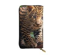 YYHWHJDE Cute Baby Jaguar Picture Portafoglio lungo pochette in pelle progettato per ragazze e donne alla moda elegante e personalizzato 19 x 10,5 cm, nero, taglia unica, Nero , Taglia unica