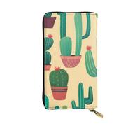 YYHWHJDE Cute Cactus Seamless Illustration Printing Portafoglio lungo pochette in pelle Progettato per ragazze e donne alla moda elegante e personalizzato 19 x 10,5 cm, nero, taglia unica, Nero ,