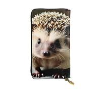 YYHWHJDE Cute hedgehog Picture Leather lunga pochette portafoglio Progettato per ragazze e donne alla moda elegante e personalizzato 19 x 10,5 cm, nero, taglia unica, Nero , Taglia unica