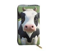 YYHWHJDE Cute Little Cow Picture Quality Leather Long Clutch Portafoglio Progettato per Ragazze e Donne Alla Moda Elegante 19 x 10,5 cm, Nero , Taglia unica